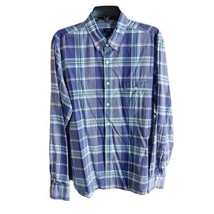 J. Crew Green and Blue Casual Button Down Shirt